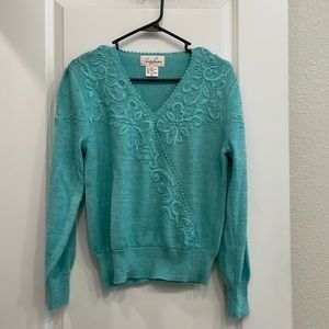 Vintage Jaclyn Smith Teal Sweater. Size Large. Beautiful!